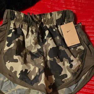 Nike Green and Brown Athletic Shorts Camouflage Design